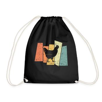Retro Chicken I Chicken Farmer - Drawstring Bag - black - Front