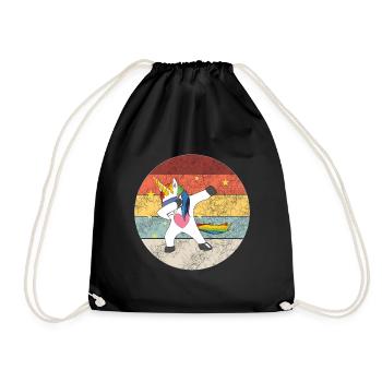 Unicorn Mädchen Einhorn Dabbing Unicorn - Turnbeutel - Schwarz - Vorne
