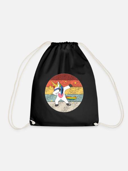Unicorn Girls Unicorn Dabbing Unicorn - Drawstring Bag - black
