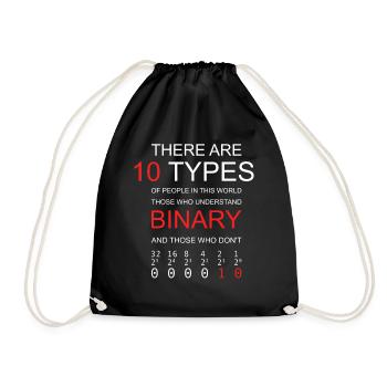 10 TYPES OF PEOPLE BINARY Programmer Joke Funny - Drawstring Bag - black - Front