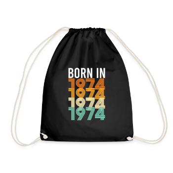 Vintage Born In 1974 Birthday Year of Birth - Drawstring Bag - black - Front