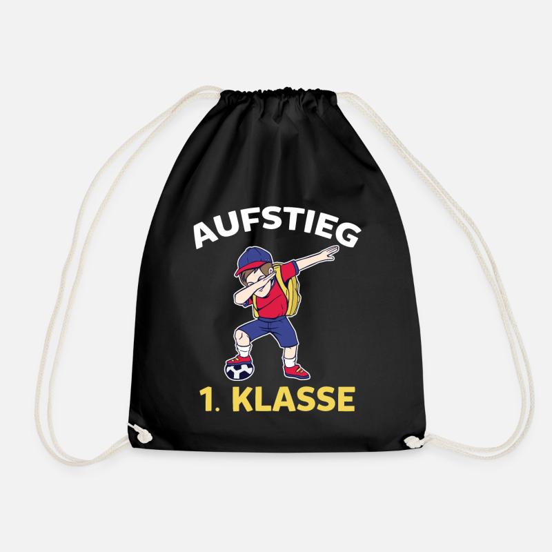 Aufstieg 1. Klasse Einschulung Schulanfänger Fußba - Turnbeutel - Schwarz