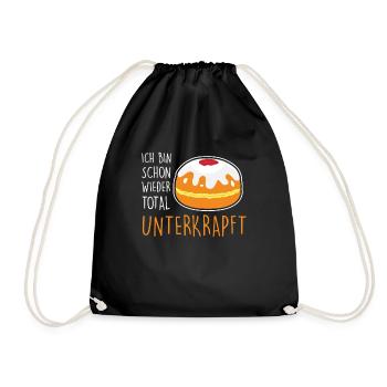Krapfen Kostüm Fasching Total Unterkrapft - Turnbeutel - Schwarz - Vorne