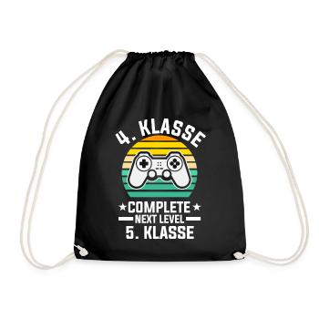 4. Klasse Level Complete Zocker Gamer Gaming Grund - Turnbeutel - Schwarz - Vorne