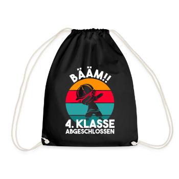 4. Klasse Abgeschlossen Grundschule Schulkind Vier - Turnbeutel - Schwarz - Vorne