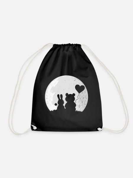 Hase und Bär Liebespaar Hasi Bärli Paar Vollmond - Turnbeutel - Schwarz