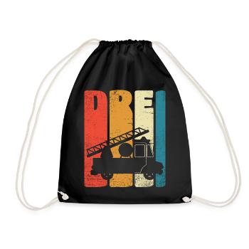 Feuerwehr Drei Jahre 3. Geburtstag Geschenk Retro - Turnbeutel - Schwarz - Vorne