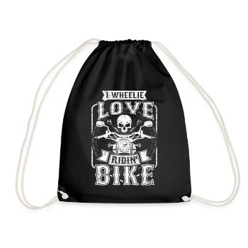 Motorrad Tshirt Biker Kutte Moped Bobber MC Racer - Turnbeutel - Schwarz - Vorne