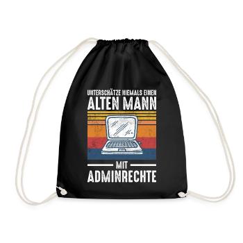 Alter Mann - Admin | Retro Vintage Style - Turnbeutel - Schwarz - Vorne