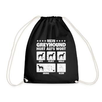 Greyhound Hundetricks kurzhaariger Windhund Spruch - Turnbeutel - Schwarz - Vorne