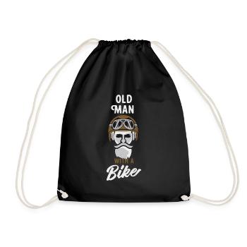 Old Man Motorcycle Club Vintage Grunge Biker - Drawstring Bag - black - Front