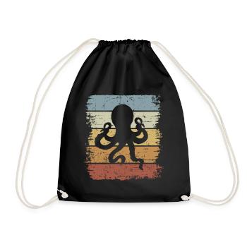 Poulpe rétro - Sac de sport léger - noir - Devant