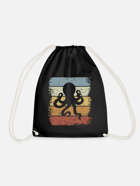 Retro Octopus - Turnbeutel - Schwarz