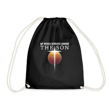 World Revolves Around Son of God Cross Jesus - Drawstring Bag - black - Front