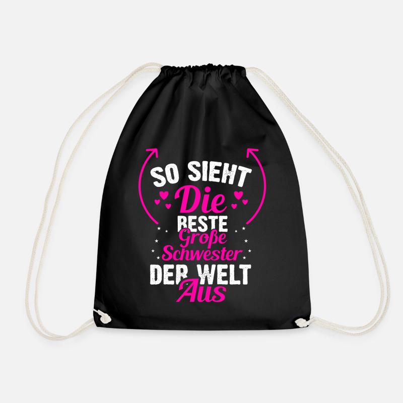 Lustiges große Schwester der Welt Sprüche Geschenk - Turnbeutel - Schwarz