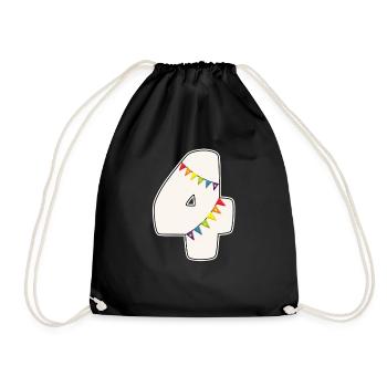 4 Birthday 4 years Number 4 Girls Rainbow - Drawstring Bag - black - Front