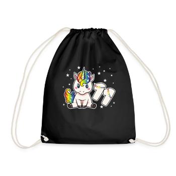 Unicorn 11 Birthday 11 Years Rainbow Girl - Drawstring Bag - black - Front