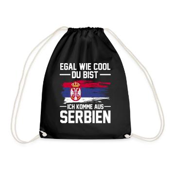 Serbische Flagge Serbe Serbin Serben Serbien - Turnbeutel - Schwarz - Vorne