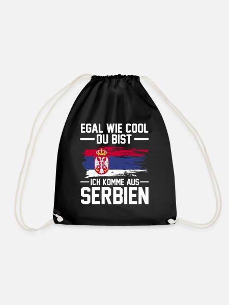 Serbische Flagge Serbe Serbin Serben Serbien - Turnbeutel - Schwarz
