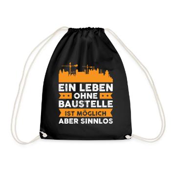 Bauleiter Geschenkidee Baustelle Geschenk - Turnbeutel - Schwarz - Vorne