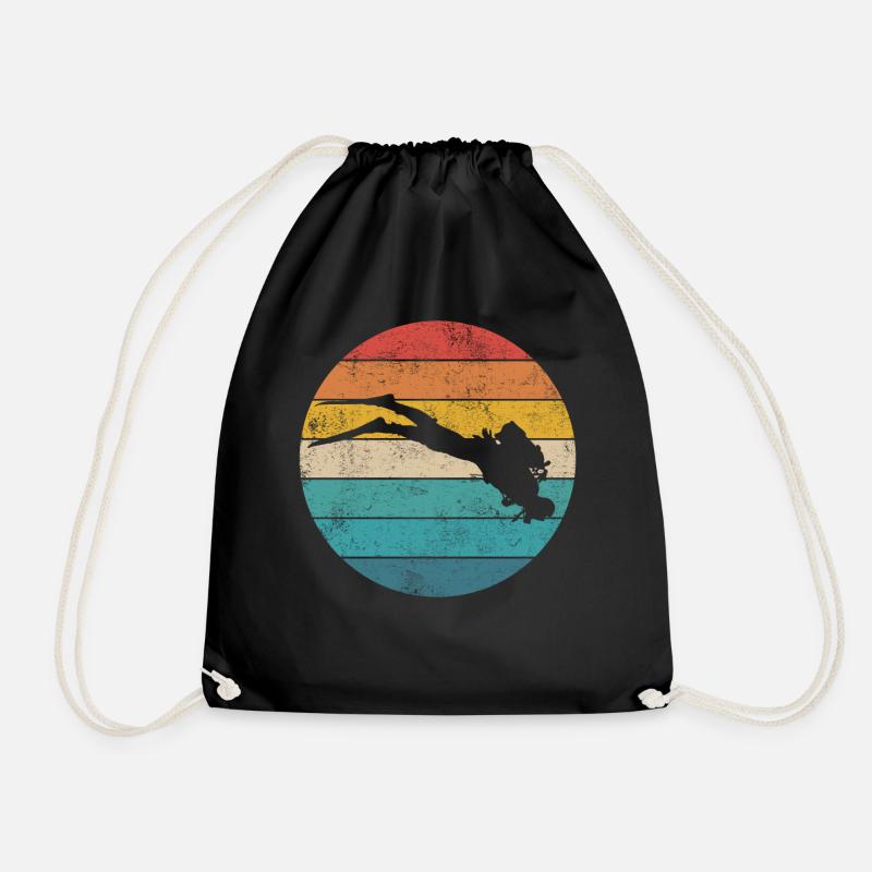 Tauchen | Taucher Retro Vintage - Turnbeutel - Schwarz