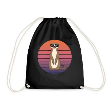 Meerkats Funny Gift Ladies Gentlemen Children - Drawstring Bag - black - Front