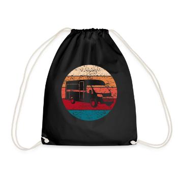 Camping Camper Motorhome Van Vintage Gift - Drawstring Bag - black - Front