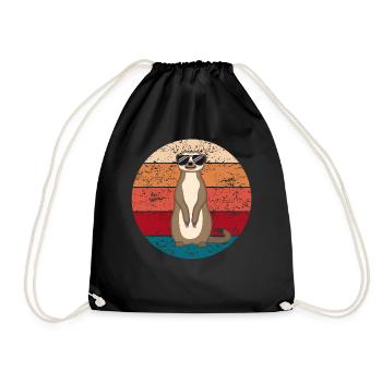 Meerkats Funny Gift Ladies Gentlemen Children - Drawstring Bag - black - Front