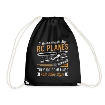 RC Model Airplane Model Airplane RC Airplane Gift - Drawstring Bag - black - Front