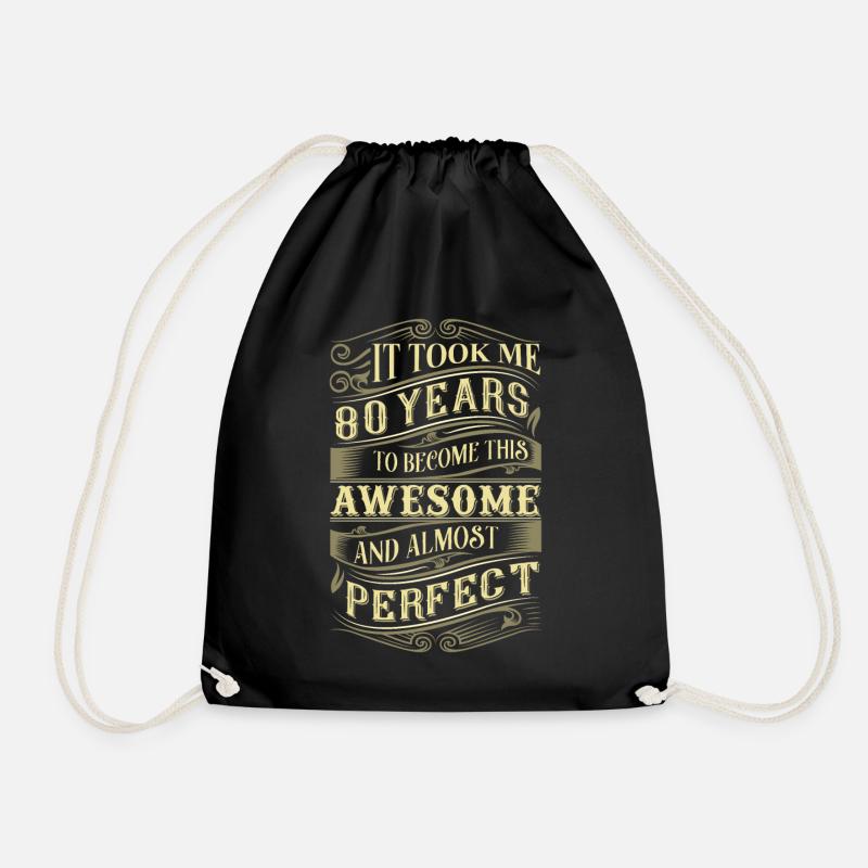 80th birthday - Drawstring Bag - black
