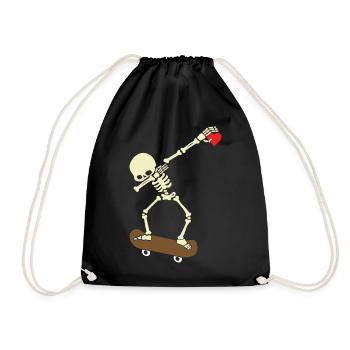 Skeleton Skateboard Dabbing Skate Skeleton Heart - Turnbeutel - Schwarz - Vorne