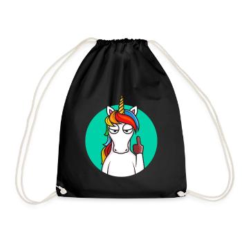 Bad Attitude Unicorn-funny gift for adults who - Drawstring Bag - black - Front