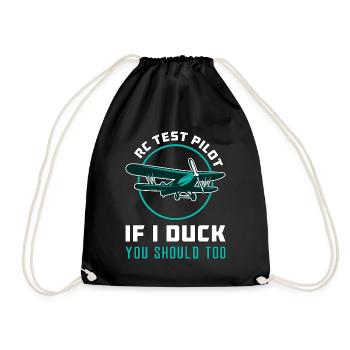 RC Model Airplane Model Airplane RC Airplane Gift - Drawstring Bag - black - Front