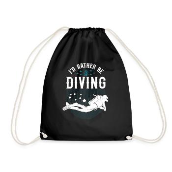 Scuba Diver I'D Rather Be Diving - Turnbeutel - Schwarz - Vorne