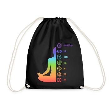 Chakra Energy Alignment Meditation Design - Drawstring Bag - black - Front