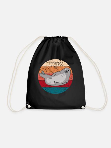 Robbe Seehund Seelöwe Tierliebhaber Vintage Retro - Turnbeutel - Schwarz