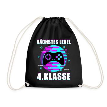 4. Klasse Gamer Zocker Spruch Schulbeginn Geschenk - Turnbeutel - Schwarz - Vorne