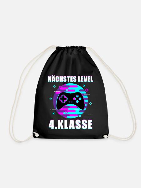 4. Klasse Gamer Zocker Spruch Schulbeginn Geschenk - Turnbeutel - Schwarz