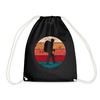 Wandern Outdoor Berge Wald Wanderer Vintage - Turnbeutel - Schwarz - Vorne