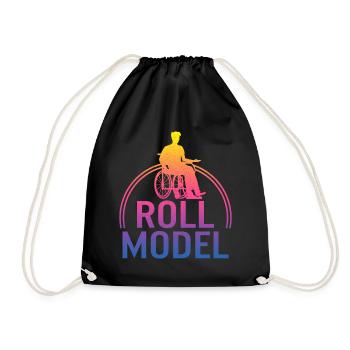 Roll Model Shirt, Geschenke für Behinderte, Behinderte - Turnbeutel - Schwarz - Vorne