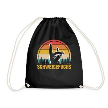 Schweigefuchs Lehrer Retro Geschenkidee - Turnbeutel - Schwarz - Vorne