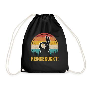 Reingeguckt Retro Vintage Geschenk - Turnbeutel - Schwarz - Vorne