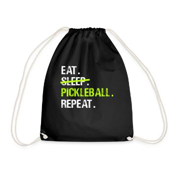 Eat Sleep Pickleball Repeat Paddleball Pickleball - Drawstring Bag - black - Front