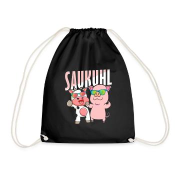 Kuh Schwein Sau Spruch Kinder - Turnbeutel - Schwarz - Vorne