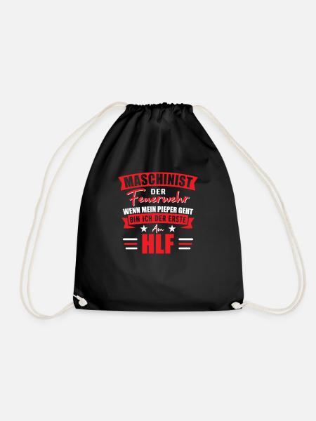 Feuerwehr Maschinist Feuerwehrmann Geschenk - Turnbeutel - Schwarz