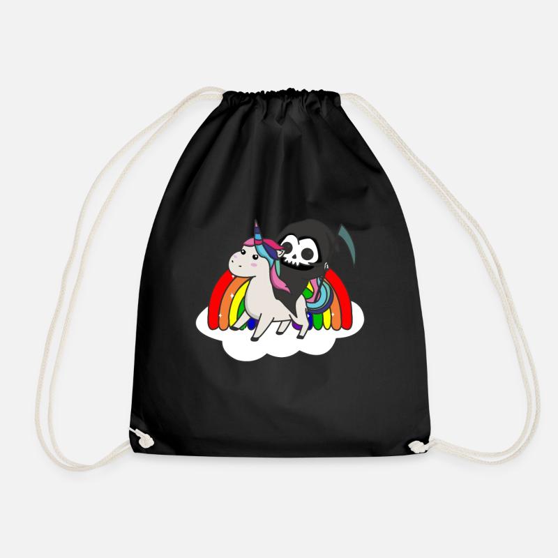 Death riding unicorn funny unicorns Rainbow - Turnbeutel - Schwarz