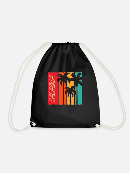 Calabria Italy Holiday Retro Sunset Calabria - Drawstring Bag - black