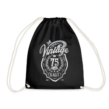 75th Birthday Vintage - Drawstring Bag - black - Front