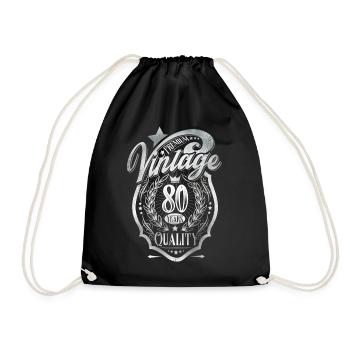 80th Birthday Vintage - Drawstring Bag - black - Front