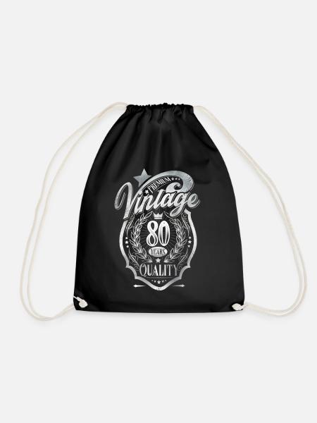 80th Birthday Vintage - Drawstring Bag - black